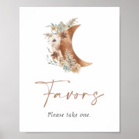 Over the moon Boho Floral Favours Sign Poster