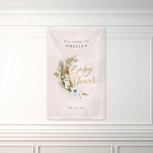 Over the Moon Boho Gold Dust & Clouds Banner