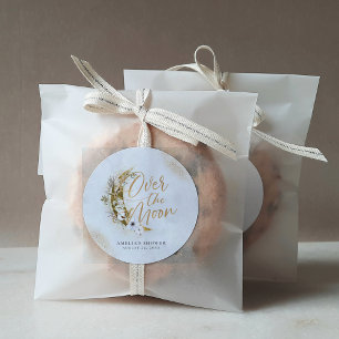 Over the Moon Boho Gold Dust & Clouds Classic Roun Classic Round Sticker