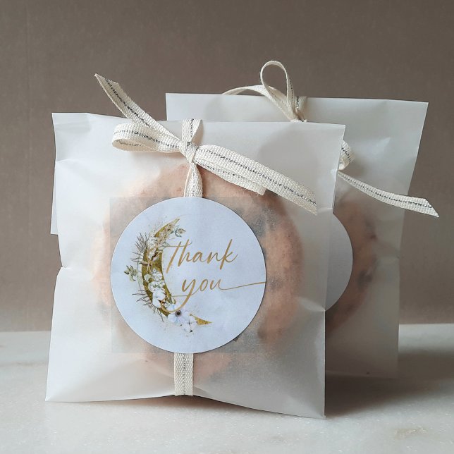 Over the Moon Boho Gold Dust & Clouds Classic Roun Classic Round Sticker (Creator Uploaded)