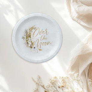 Over the Moon Boho Gold Dust & Clouds Paper Plates