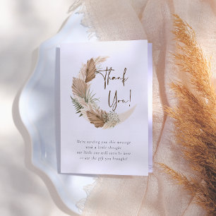 Over The Moon Boho Palm & Pampas Grass Baby Shower Thank You Card