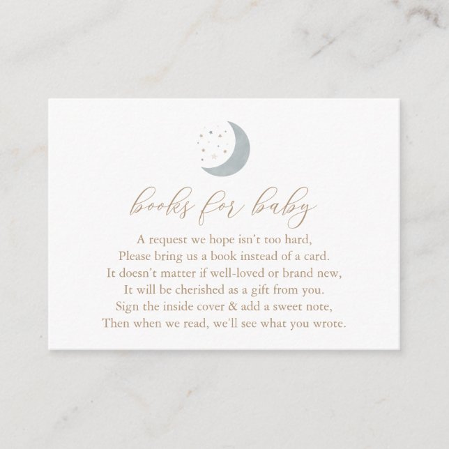 Over the Moon Boy Baby Shower Books for Baby Enclosure Card (Front)