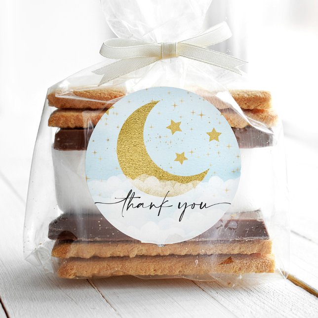 Over The Moon Boy Baby Shower Favour Sticker (Creator Uploaded)