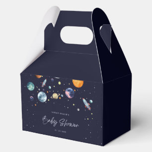 Over The Moon Boy Baby Shower Invite, Space Galaxy Favour Box