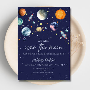 Over The Moon Boy Baby Shower Outer Space Galaxy
