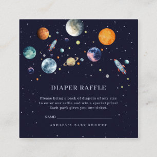 Over The Moon Boy Baby Shower Party Space Galaxy Enclosure Card