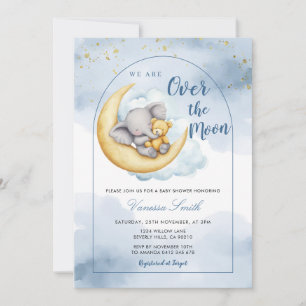 Over The Moon Boy Girl Baby Shower Invitation
