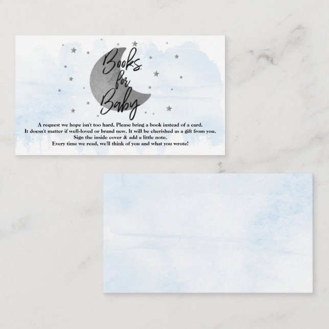 Over The Moon | Boys Baby Shower Books For Baby Enclosure Card (Front/Back)