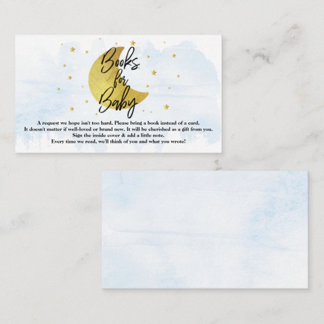 Over The Moon | Boys Baby Shower Books For Baby Enclosure Card (Front/Back)