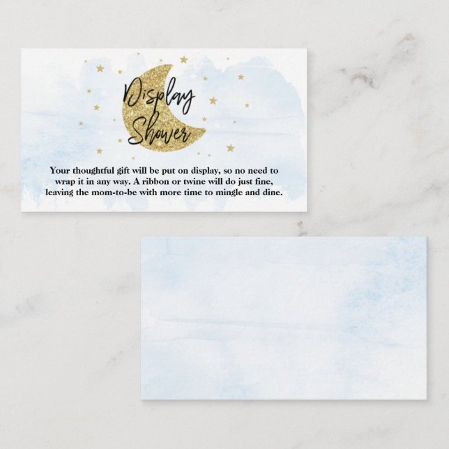 Over The Moon | Boys Baby Shower Display Shower Enclosure Card (Front/Back)