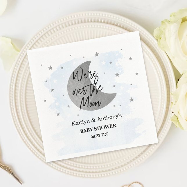 Over The Moon | Boys Baby Shower Napkins (Creator Uploaded)