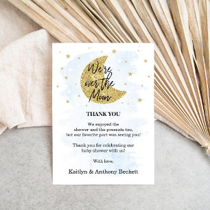 Over The Moon Boys Baby Shower Thank You Card