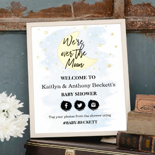 Over The Moon Boys Baby Shower Welcome Sign