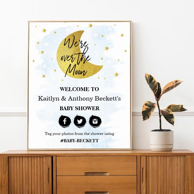 Over The Moon | Boys Baby Shower Welcome Sign (Creator Uploaded)