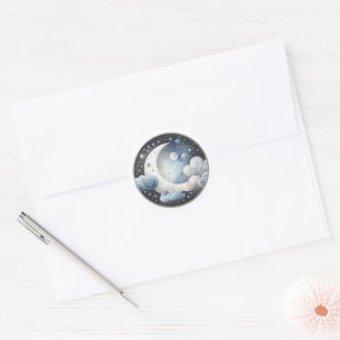 Over the Moon Celestial Baby Shower Classic Round Sticker