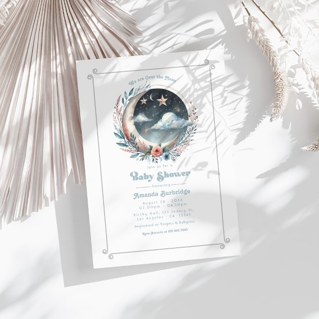 Over the Moon Celestial Baby Shower Invitation (Over the Moon Celestial Baby Shower Invitation)