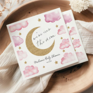Over The Moon Celestial Pink Clouds Baby Shower Napkin
