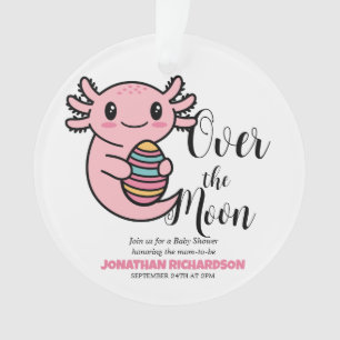 Over the Moon Cute Axolotl Holding Easter Egg Ornament
