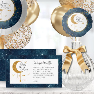 Over The Moon Diaper Raffle Baby Shower Enclosure Card
