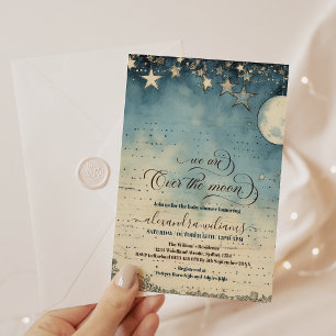 Over the Moon Dreamy Boy Baby Shower Invitation