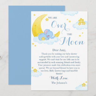 Over The Moon Elephant Baby Shower Thank You Card