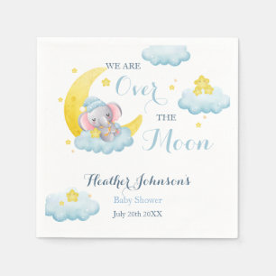Over The Moon Elephant Boy Baby Shower Napkin