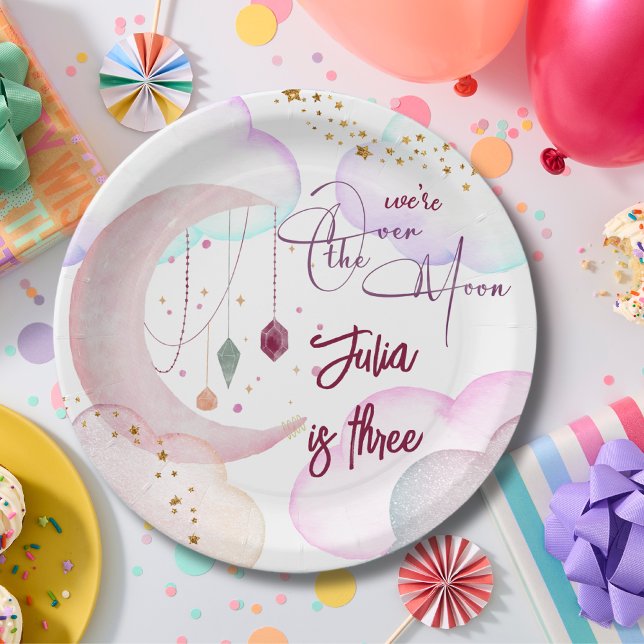 Over the moon fatasy kids birthday paper plate (Creator Uploaded)