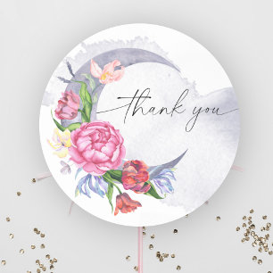 Over the moon Flowers baby shower thank you  Classic Round Sticker