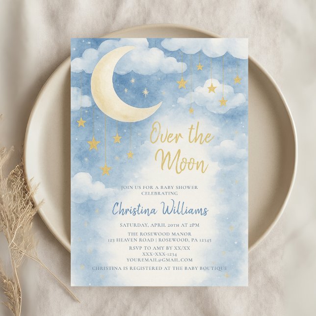Over the Moon for Baby Shower Invitation (Creator Uploaded)