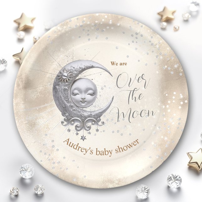 Over The Moon Gender Neutral Baby Shower  Paper Plate (Over The Moon Gender Neutral Baby Shower Paper Plates)