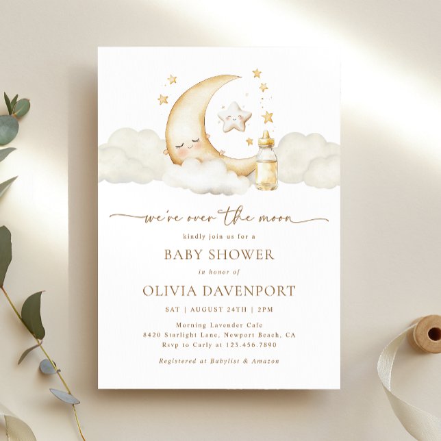 Over the Moon Gender Neutral Celestial Baby Shower Invitation (Creator Uploaded)