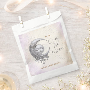 Over The Moon Gender Neutral Purple Baby Shower Favour Bag