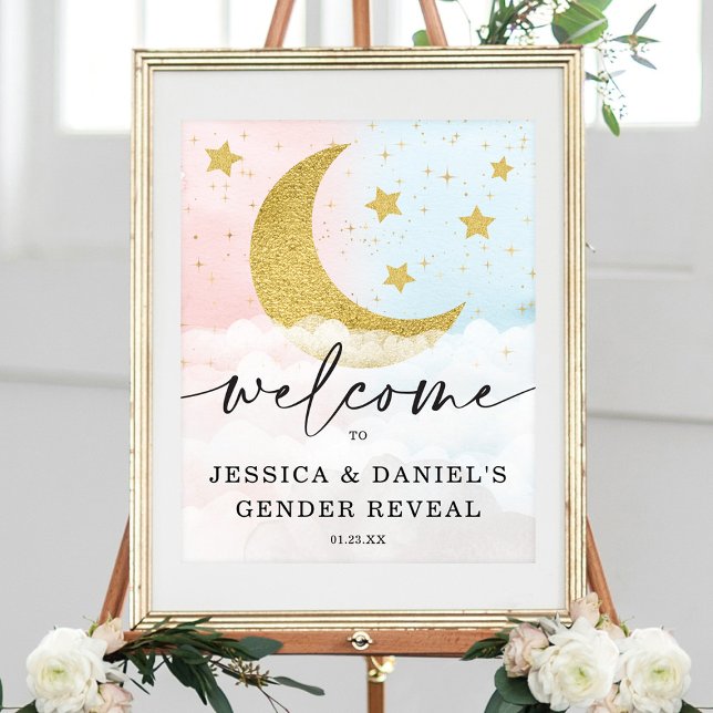Over The Moon Gender Reveal Baby Welcome Poster (Creator Uploaded)