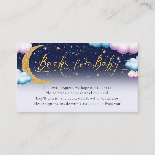 Over the Moon Gender Reveal Books for Baby Enclosure Card (Front)