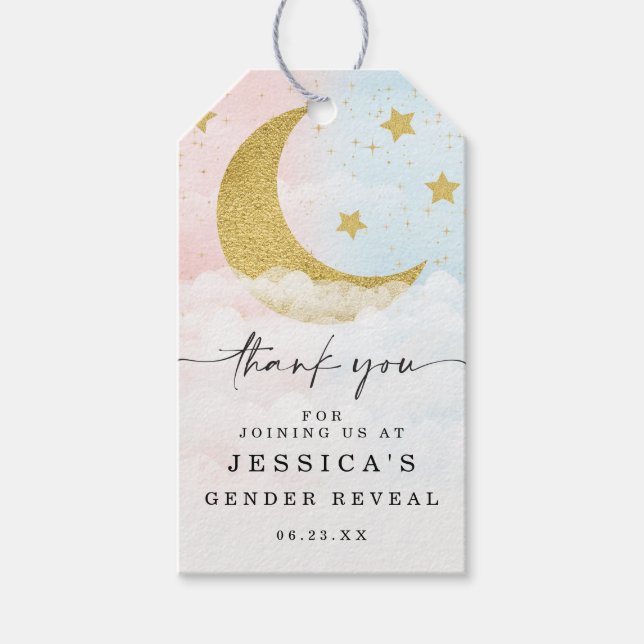 Over The Moon Gender Reveal Favour Tag  (Front)