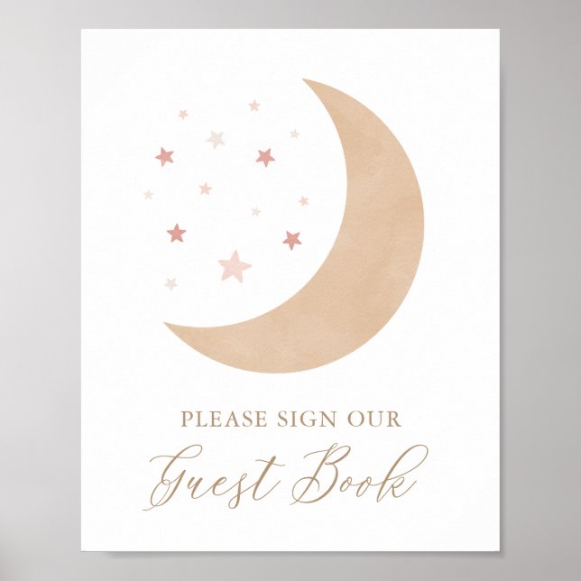 Over the Moon Giri Baby Shower Guest Book Sign (Front)