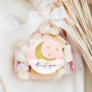 Over The Moon Girl Baby Shower Favour Sticker