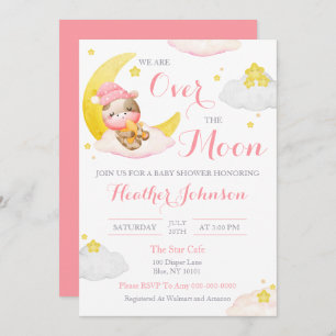 Over The Moon Girl Cow Baby Shower Invitation