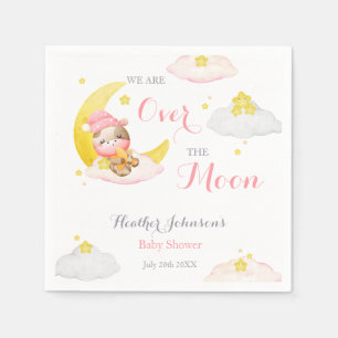 Over The Moon Girl Cow Baby Shower Napkin