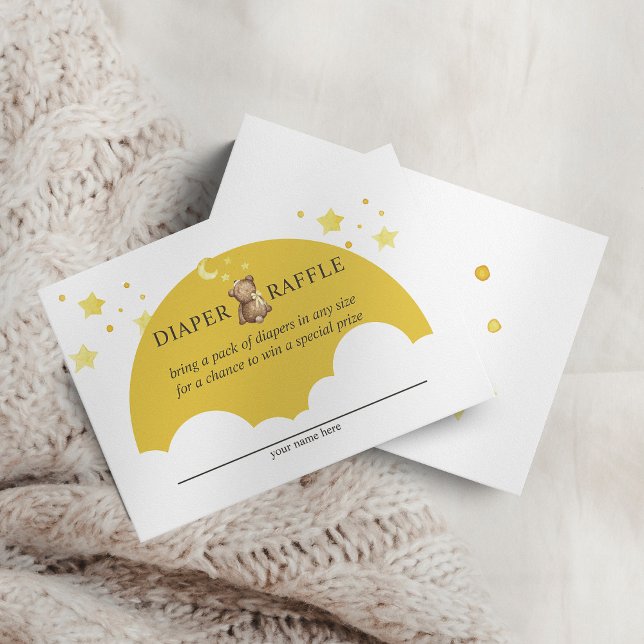 Over The Moon Girl Teddy Bear Yellow Diaper Raffle Enclosure Card (Creator Uploaded)