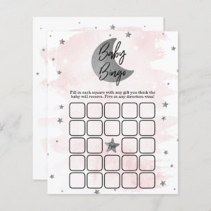 Over The Moon Girls Baby Shower Bingo
