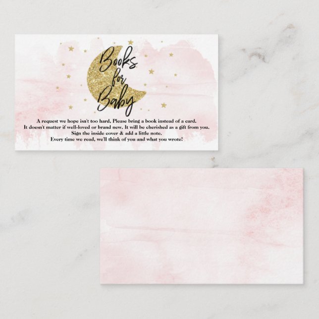 Over The Moon | Girls Baby Shower Books For Baby Enclosure Card (Front/Back)
