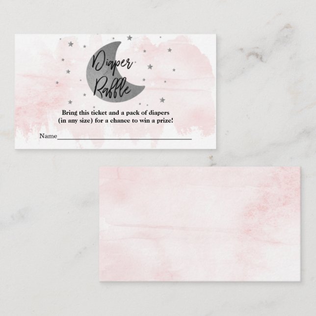 Over The Moon | Girls Baby Shower Diaper Raffle Enclosure Card (Front/Back)