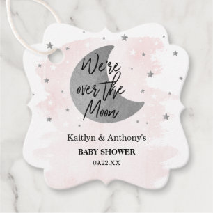 Over The Moon Girls Baby Shower Favour Tags