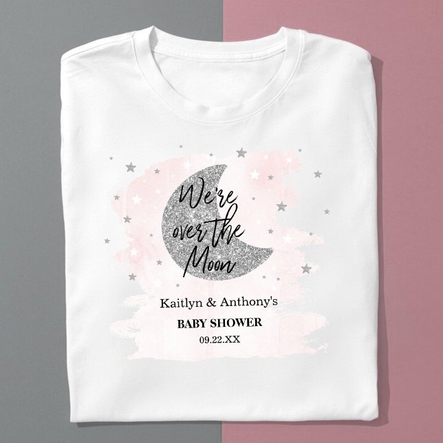 Over The Moon | Girls Baby Shower T-Shirt (Creator Uploaded)
