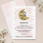 Over The Moon | Girls Baby Shower Thank You Card<br><div class="desc">Say thank you in style with these trendy baby shower thank you cards. The template wording is easy to personalize and your family and friends will be thrilled when they receive these fabulous thank yous.</div>