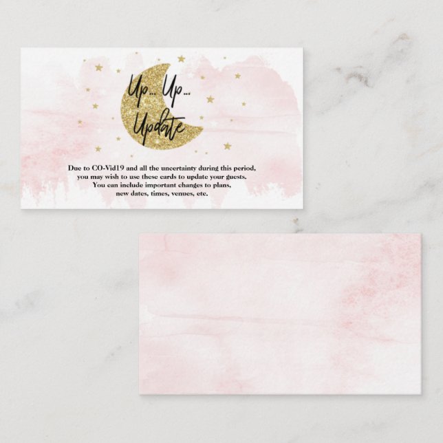 Over The Moon | Girls Baby Shower Update Cards (Front/Back)