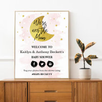 Over The Moon | Girls Baby Shower Welcome Sign