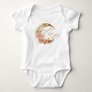 Over the moon gold floral baby shower baby bodysuit
